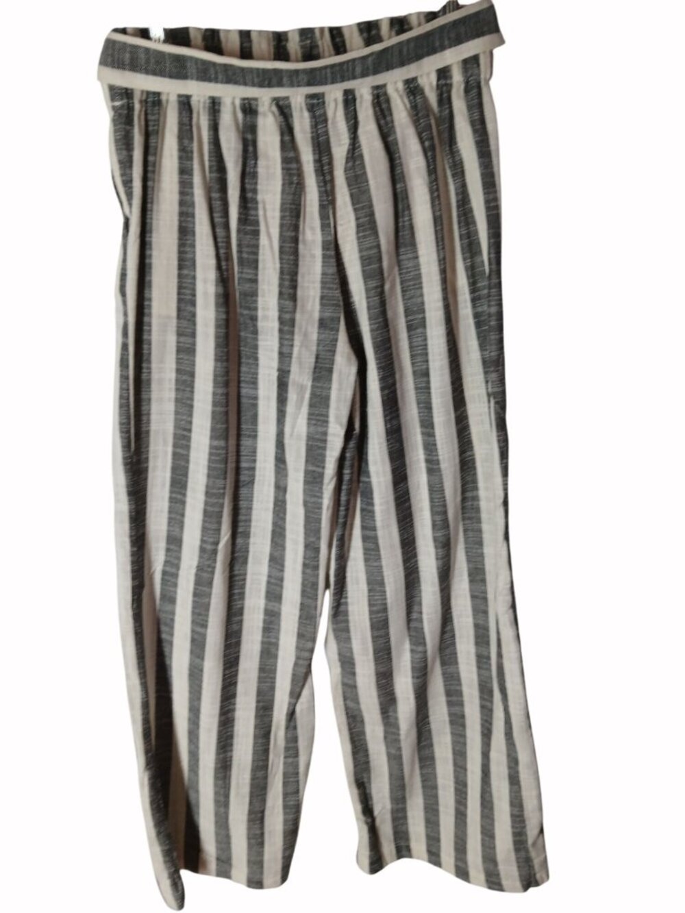 Indigo Rising Womens Ivory Gray Linen Cotton Pants Size L Wide Leg Casual Loose - Picture 3 of 10